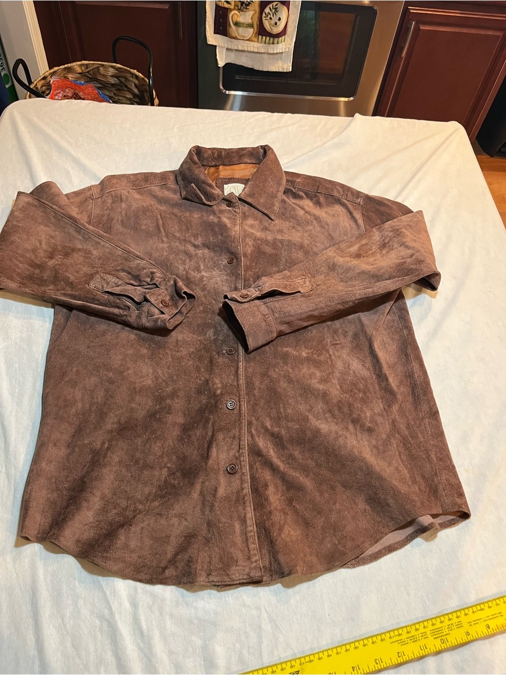 Brown leather  Button-Up Shirt women size small see below for more information